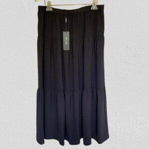 Misook Black Tiered Light Flounce Maxi Skirt XL